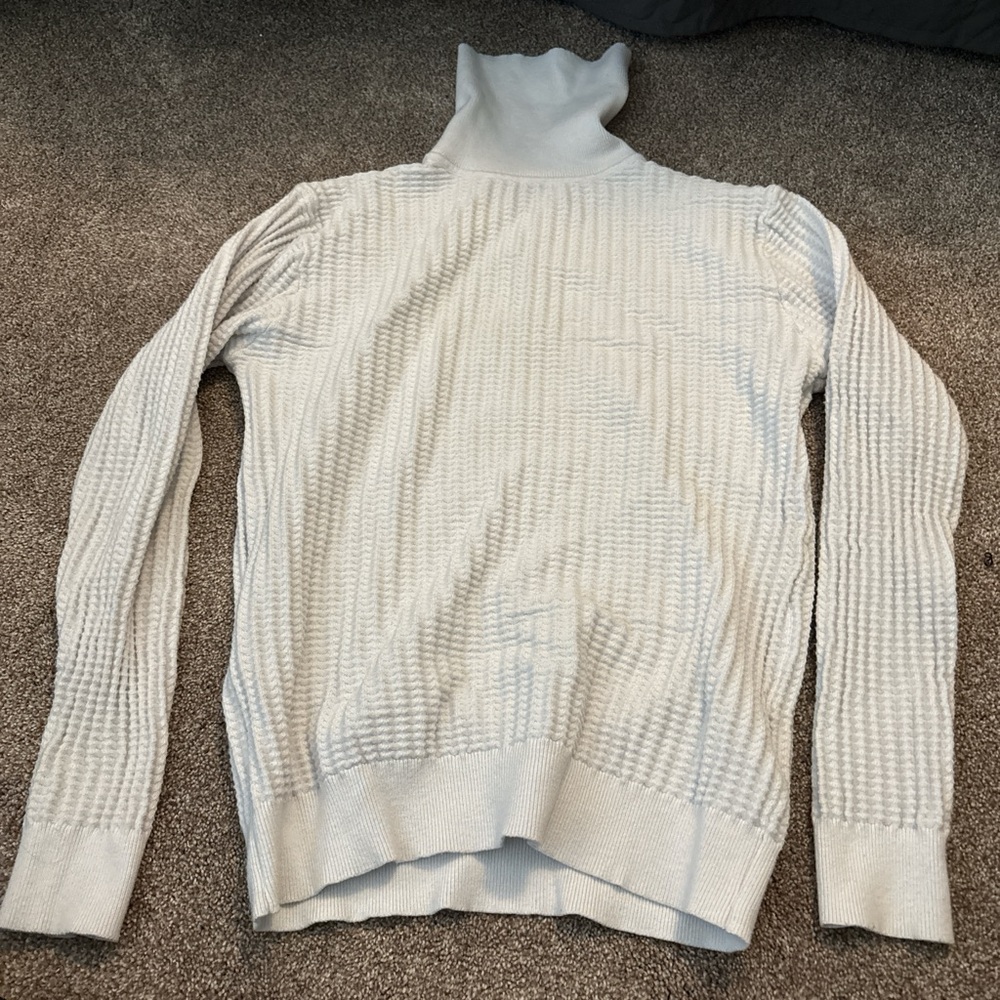 Amazon White Ribbed Turtleneck Sweater